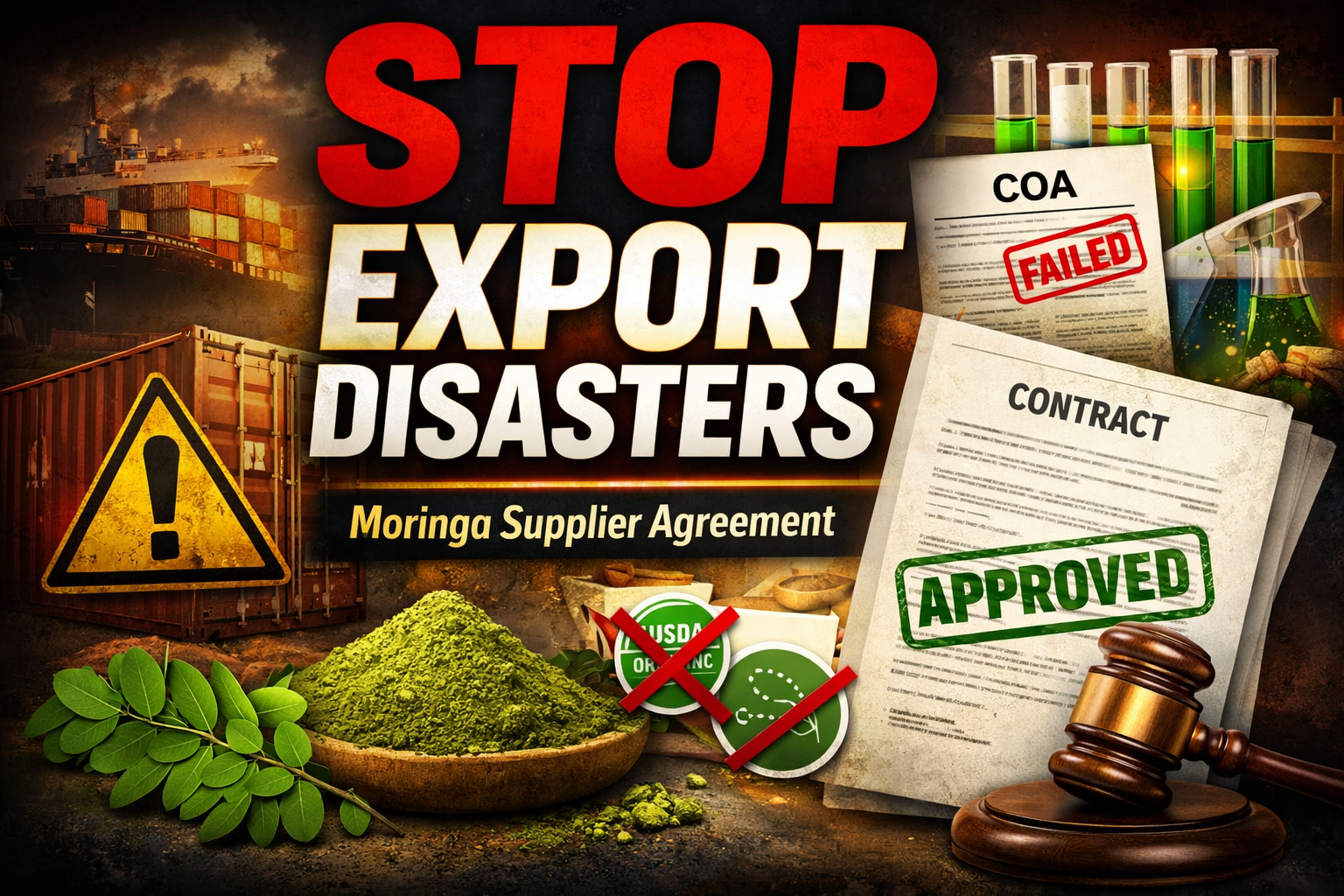 Master Vendor & Supply Agreement for Moringa-Based Exports (Manufacturer-Controlled | Buyer-Protected | Organic & Non-Organic)